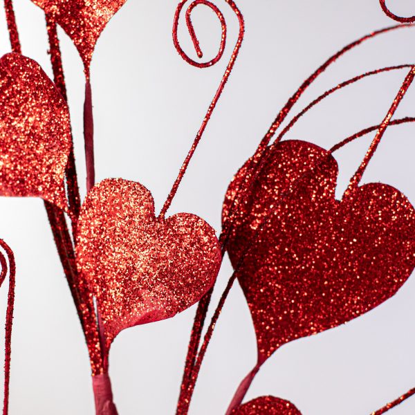 22  Glittered Hearts Spiral Spray: Red Cheap