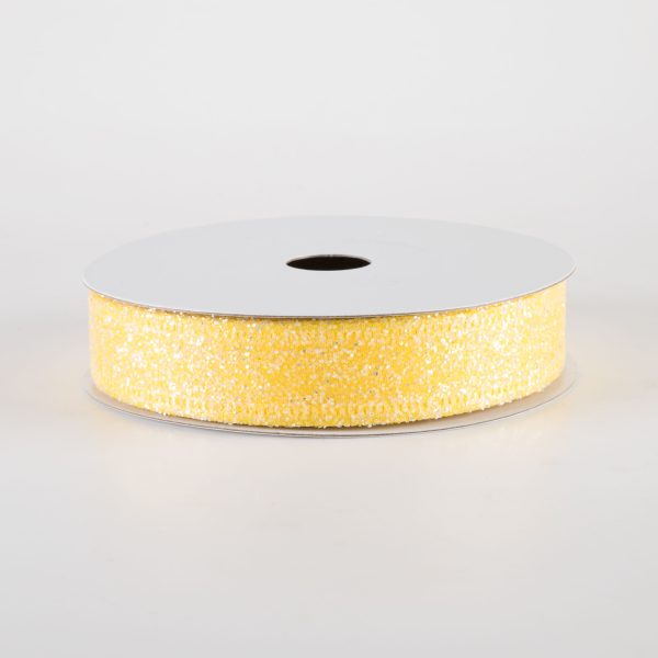 7 8  Candy Glittered Satin Ribbon: Yellow (10 Yards) Online Hot Sale