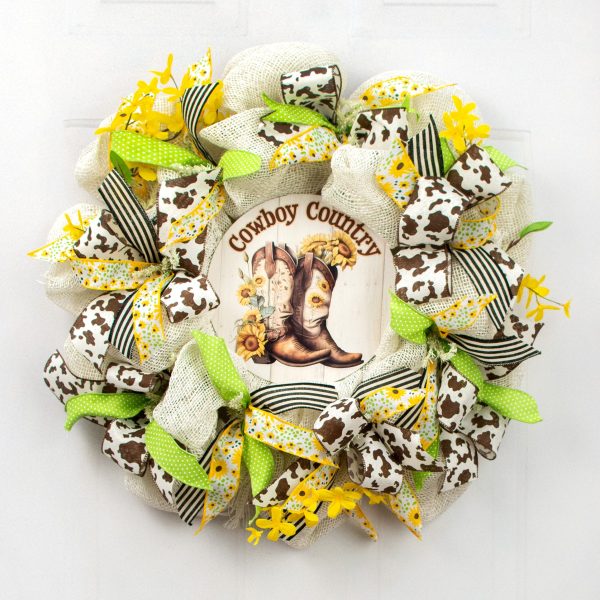 9.4  Round Waterproof Sign: Cowboy Country Sunflower Cowboy Boots For Cheap