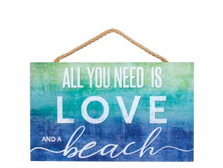 9.5  Hanging Wood Sign: Love and Beach Fashion