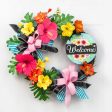 8  Metal Sign: Welcome with Flowers Discount