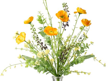 21  Poppy Flower Spray: Yellow Hot on Sale