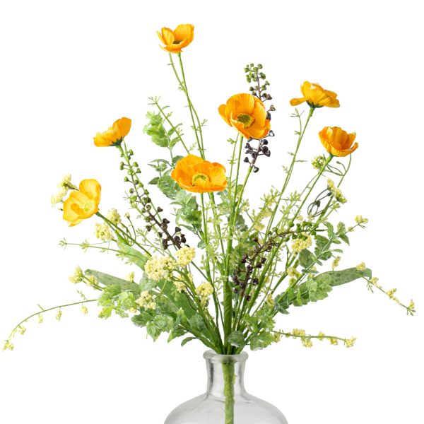 21  Poppy Flower Spray: Yellow Hot on Sale