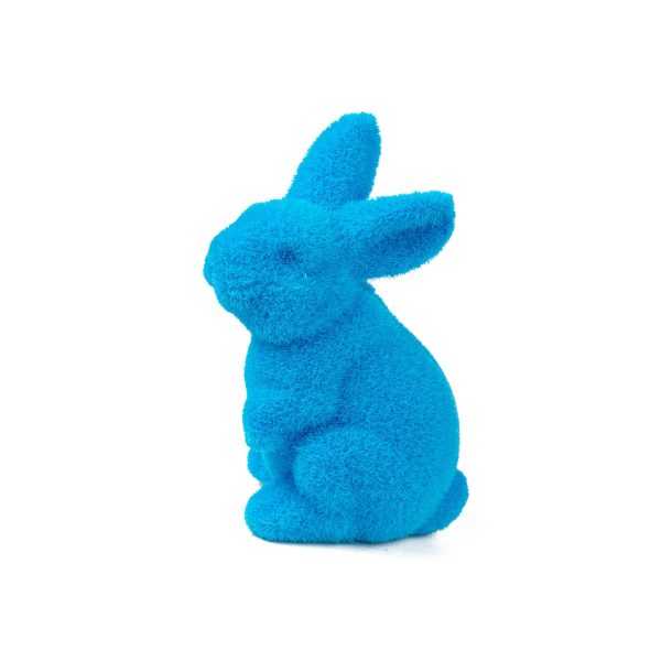 6  Flocked Standing Rabbit: Bright Blue Discount