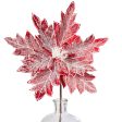 22  Frosted Poinsettia Stem: Red & White Supply