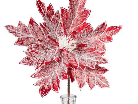 22  Frosted Poinsettia Stem: Red & White Supply