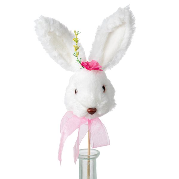 16  Easter Bunny Head Pick with Pink Flower Online Sale