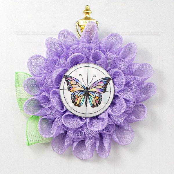 8.5  Round Waterproof Accent: Stained Glass Butterfly Lavender For Cheap