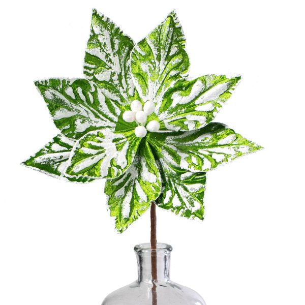 22  Poinsettia Stem: Green & White Sale