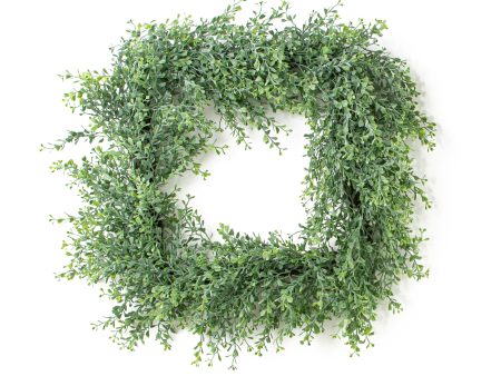 18  Square Boxwood Wreath: Dusty Green Supply