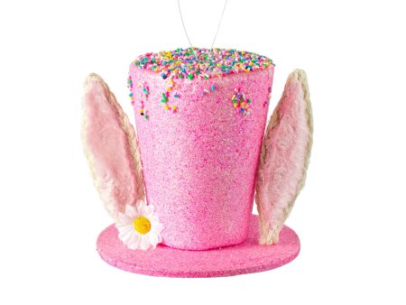 5.5  Bunny Top Hat Ornament: Pink Dipped Sprinkles Hot on Sale