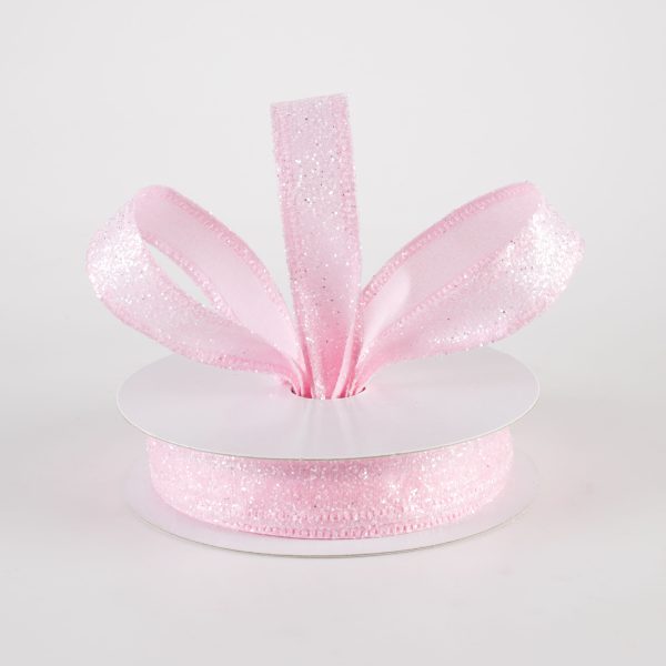 7 8  Candy Glittered Satin Ribbon: Light Pink (10 Yards) Cheap