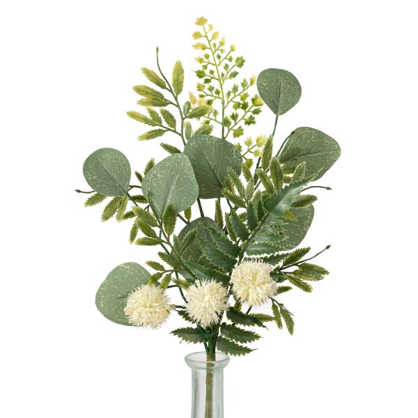 18  Fern, Eucalyptus, Pom Pom Pick: Cream Online