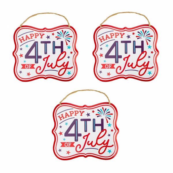 7  Embossed Happy 4th of July Metal Signs (3) Online Hot Sale