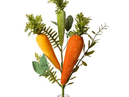 20  Velvet Carrot & Leaves Pick: Yellow, Moss Green, Orange For Cheap