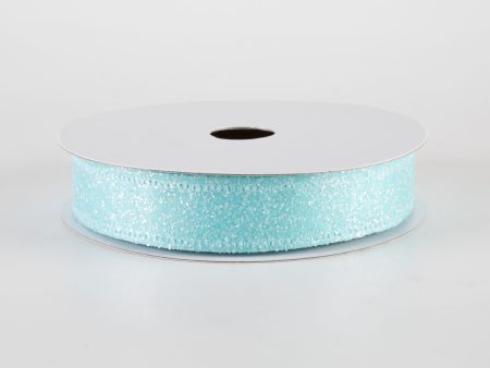 7 8  Candy Glittered Satin Ribbon: Aqua Blue (10 Yards) Online Hot Sale