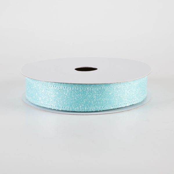 7 8  Candy Glittered Satin Ribbon: Aqua Blue (10 Yards) Online Hot Sale