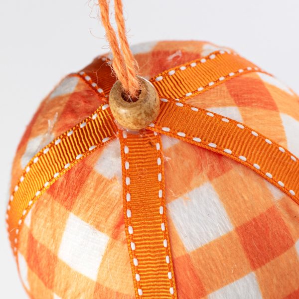 6  Gingham Egg Ornament: Orange Sale