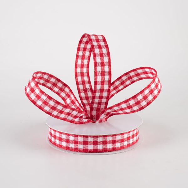 5 8  Classic Check Ribbon: Red & White (10 Yards) Cheap