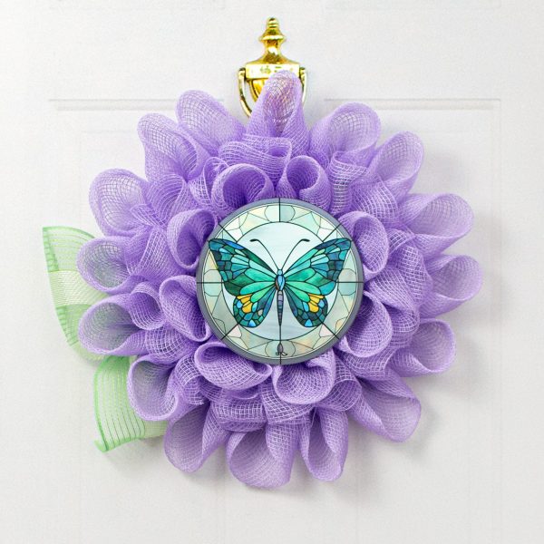 8.5  Round Waterproof Accent: Stained Glass Butterfly Teal Online Hot Sale