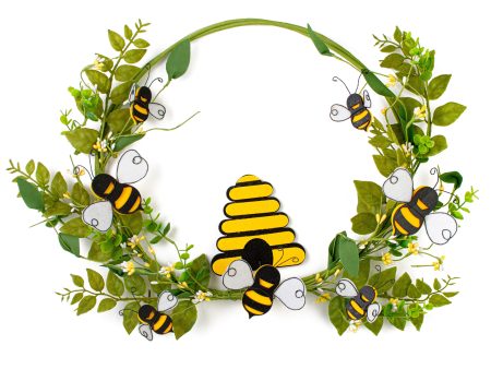 22â Bumblebee & Leaves Bee Hive Wreath For Discount