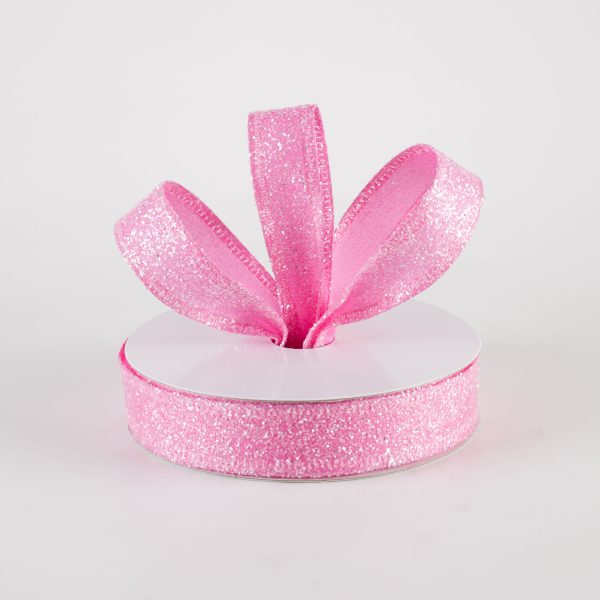 7 8  Candy Glittered Satin Ribbon: Fuchsia Hot Pink (10 Yards) Cheap