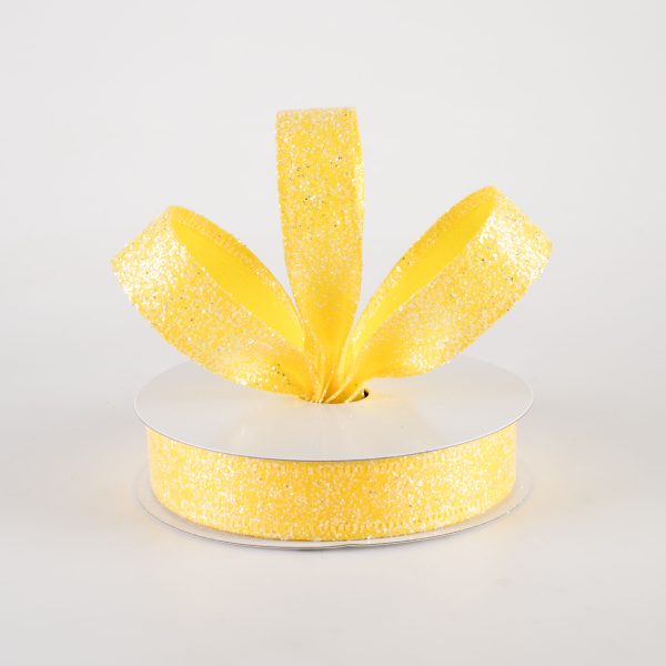 7 8  Candy Glittered Satin Ribbon: Yellow (10 Yards) Online Hot Sale