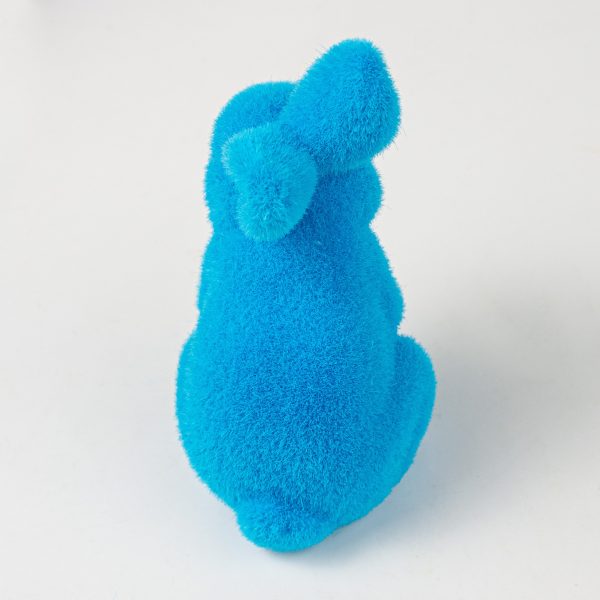 6  Flocked Standing Rabbit: Bright Blue Discount