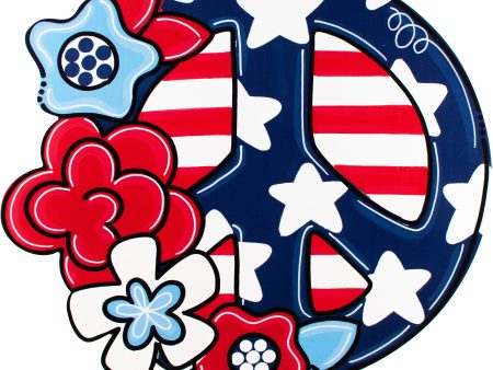 18  Waterproof Door Hanger: Patriotic Floral Peace Sign Online Sale