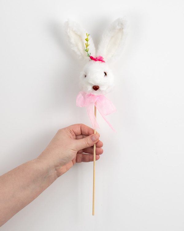 16  Easter Bunny Head Pick with Pink Flower Online Sale