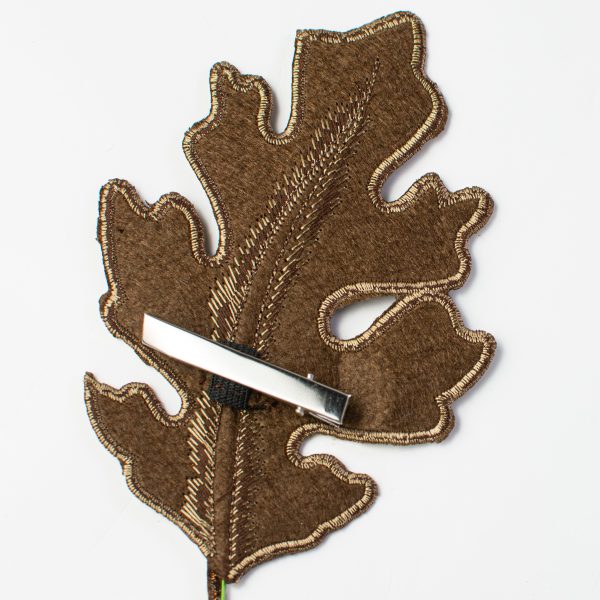 [D Stevens] 6  Embroidered Oak Leaf Clip Ornament: Brown Supply