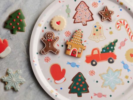 Christmas Cookies Round Serving Tray Discount