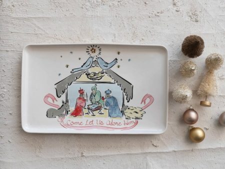 NATIVITY PLATTER  OH COME LET US ADORE HIM  Online Hot Sale