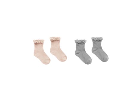 Lace Trim Sock Sets || Shell, Dusty Blue Hot on Sale