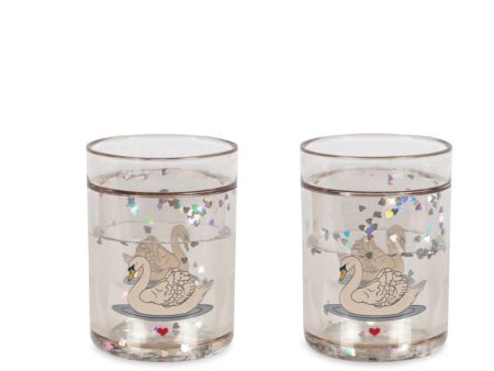 2 pack glitter cups - swan off white For Cheap