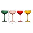 4-1 4  Round x 6-3 4 H 8 oz. Stemmed Champagne Coupe Glass, 4 Colors For Sale