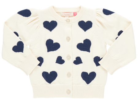 Girl s Constance Sweater Navy Tossed Hearts Hot on Sale