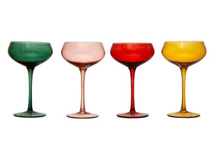 4-1 4  Round x 6-3 4 H 8 oz. Stemmed Champagne Coupe Glass, 4 Colors For Sale