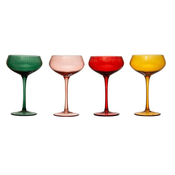 4-1 4  Round x 6-3 4 H 8 oz. Stemmed Champagne Coupe Glass, 4 Colors For Sale