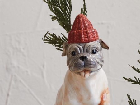 Hand-Painted Stoneware Bulldog Vase w  Hat, Multi Color For Discount