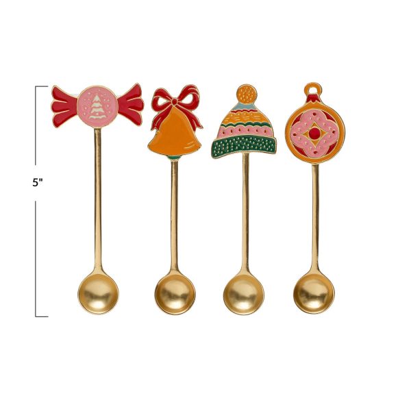 5 L Zinc Alloy Spoon w  Enameled Holiday Icon Handle, Multi Color, 4 Styles Discount